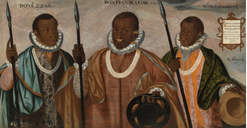"Los Mulatos de Esmeraldas." Don Francisco de Arobe y sus dos hijos. Quito, Ecuador, 1599